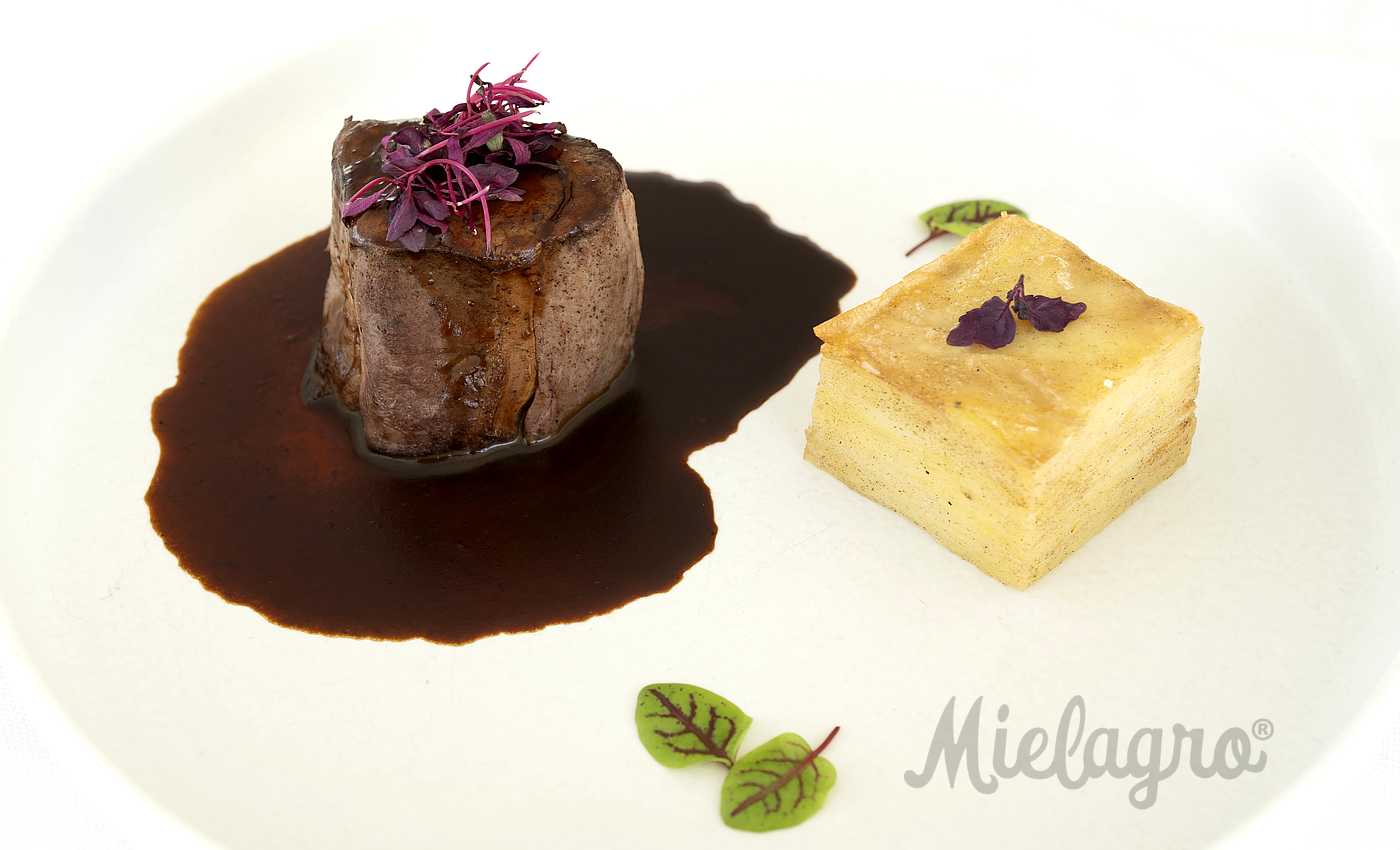 Ricetta: Cintale con Millefoglie di Patata e Mielagro al Tartufo - Chef Lorenzo De Vivo Martini - Ristorante Principino Viareggio | Mielagro&reg;